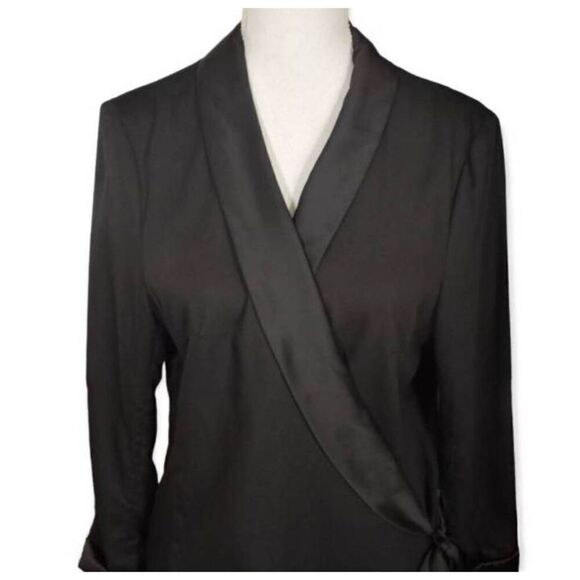 H&M CONSCIOUS COLLECTION BLACK WRAP BLAZER SZ.12 EUC. - Picture 2 of 10
